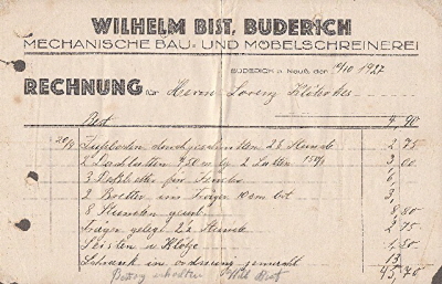 Eine Rechnung von 1927